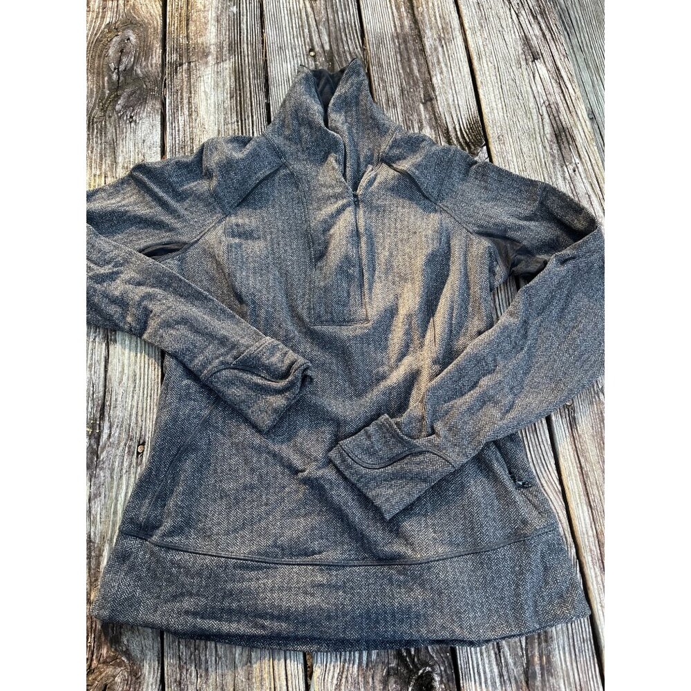 Lululemon Sweatshirt Womens Gray Fleece Knit 1/4 Zip Athletic Pullover Jacket 10